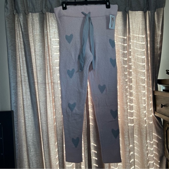 NWT Honeydew Intimates Chenille Pink Glisten Heart Print Jogger Pants Size Large - Picture 4 of 15
